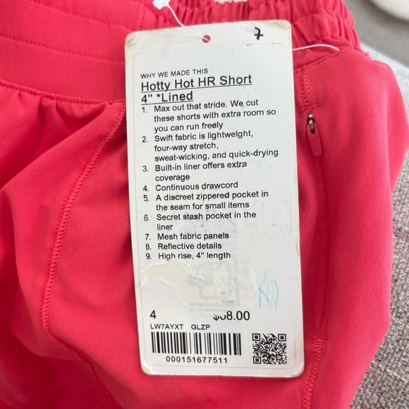 NWT Lululemon Hotty Hot High Rise Shorts 4" In Glaze Pink Size 4 - Picture 6 of 6
